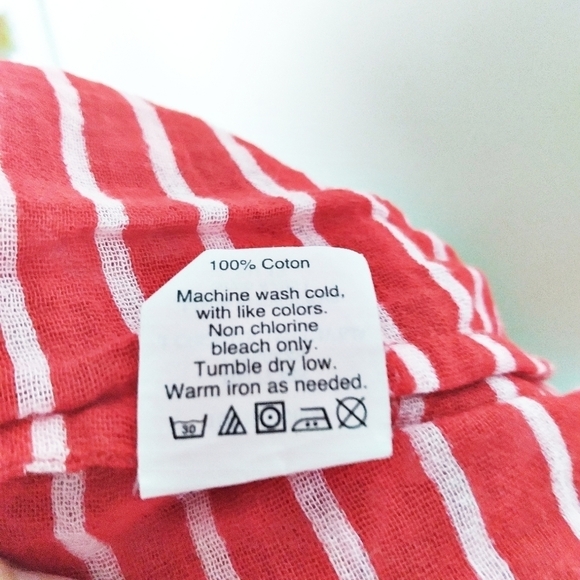 J Crew Factory Red and White Striped Gauze Cotton Peasant Blouse Size Small - Picture 8 of 8